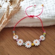 Perle fleur marguerite 12 mm en nacre - Blanc - Orange x1