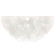 Pendentif demi-lune en acétate 15x30.5 mm - Ecaille de tortue - Blanc nacré x1