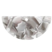 Pendentif demi-lune en acétate 15x30.5 mm - Ecaille de tortue - Gris - Marron x1