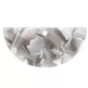 Pendentif demi-lune en acétate 15x30.5 mm - Ecaille de tortue - Gris - Marron x1