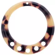 Pendentif - chandelier évidé 36 mm en acétate - Ecaille de tortue Marron - Noir x1