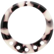 Pendentif - chandelier évidé 36 mm en acétate - Ecaille de tortue Beige - Noir x1|raw }}