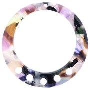 Pendentif - chandelier évidé 36 mm en acétate Ecaille de tortue Violet - Marron x1