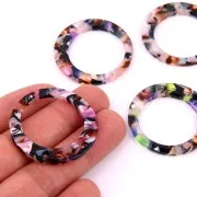 Pendentif - chandelier évidé 36 mm en acétate Ecaille de tortue Violet - Marron x1