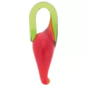 Breloques piment en verre 20x10 mm - Rouge - Vert x4
