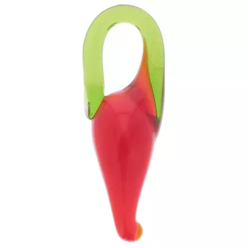 Breloques piment en verre 20x10 mm - Rouge - Vert x4