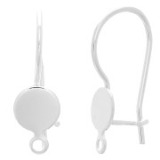 Crochets d'oreilles plateau - cabochon 6 mm avec anneau fermé - Argent 925 x2|raw }}