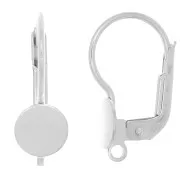 Dormeuses plateau 17 mm pour cabochon 6 mm avec anneau fermé - Argent 925 x2