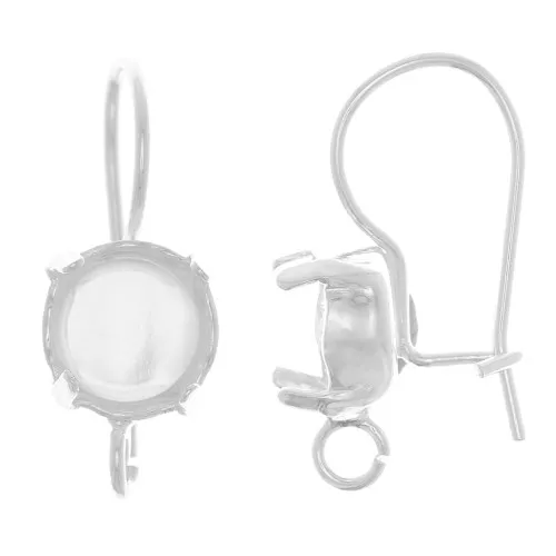 Crochets porte-cabochon avec anneau ouvert 1028-1088 8 mm - Argenté x2