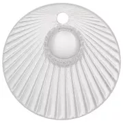 Breloque ronde effet plissé 15 mm avec serti pour cabochon 4 mm - Argent 925 x1