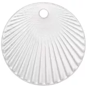 Breloque ronde effet plissé 15 mm avec serti pour cabochon 4 mm - Argent 925 x1