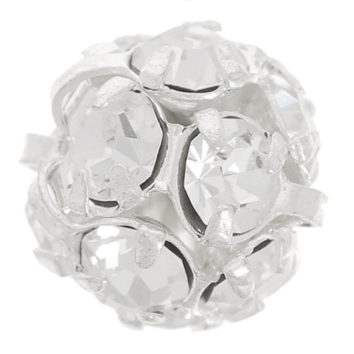 Perle ronde Strass 10 mm argenté Crystal