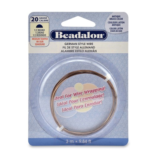 Fil de cuivre demi-rond 0.81 mm - German Style Wire - Laiton antique x3m
