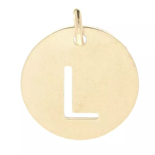 Breloque ronde 12 mm - lettre L - avec anneau - Acier inoxydable 304 Doré x1