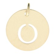 Breloque ronde 12 mm - lettre O - avec anneau - Acier inoxydable 304 Doré x1|raw }}