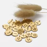 Breloque ronde 12 mm - lettre Z - avec anneau - Acier inoxydable 304 Doré x1