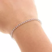 Chaîne strass en Laiton avec cristal taillé 2.10 mm - Argenté - Amethyst x50cm