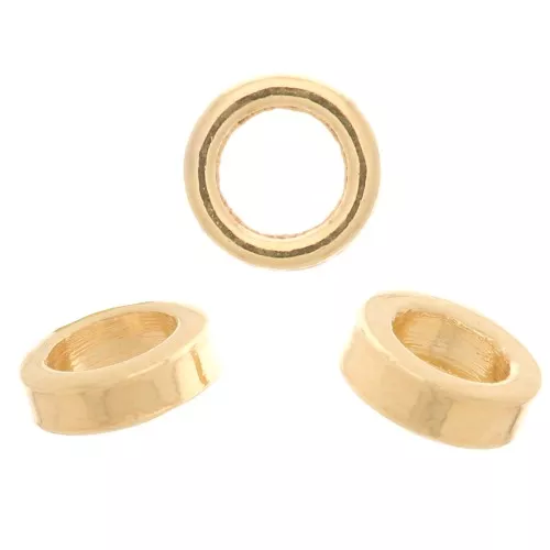 Perles rondelles Heishi - disques plats percés 3 mm - Doré à l'or fin x25