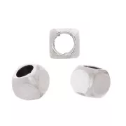 Perles cubes 2.5 mm - Placage argent fin vieilli x10