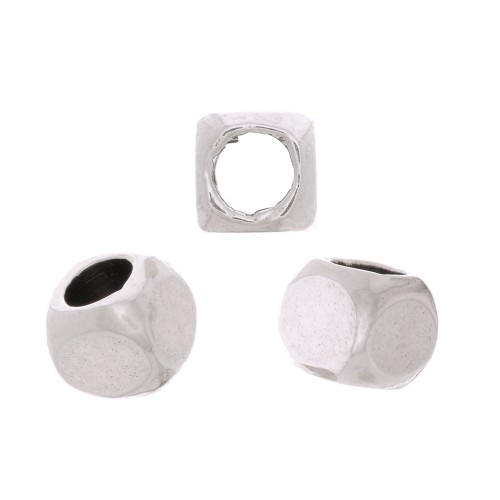 Perles cubes 2.5 mm - Placage argent fin vieilli x10
