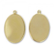 Serti pendentif pour cabochon fond plat 40x30 mm - Doré à l'or fin x1|raw }}