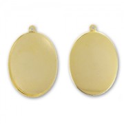 Serti pendentif pour cabochon fond plat 25x18 mm doré à l'or fin x1|raw }}