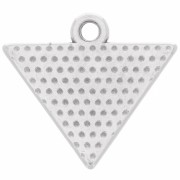 Breloque triangle avec oeil 14x16 mm - Placage argent fin vieilli x1