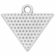 Breloque triangle avec oeil 14x16 mm - Placage argent fin vieilli x1