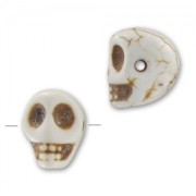 Perle Tête de mort en Howlite teintée 14 mm imitation Os x1|raw }}