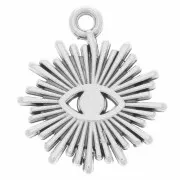 Breloque soleil 17x15mm motif oeil pour cabochon 1.8mm Placage argent fin vieilli