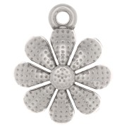 Pendentif fleur travaillée 13.5 mm - Placage argent fin vieilli x1
