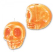Tête de mort en céramique 13x11 mm Orange x1|raw }}
