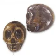 Tête de mort en céramique 13x11 mm Marron x1
