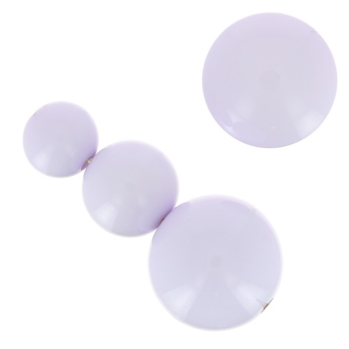 Assortiment de 26 perles rondes 8-10-14 mm et 2 cabochons en résine opaque - Parme