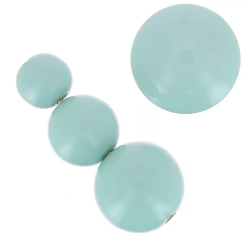 Assortiment 26 perles rondes 6-8-10 mm et 2 cabochons en résine opaque Vert d'eau