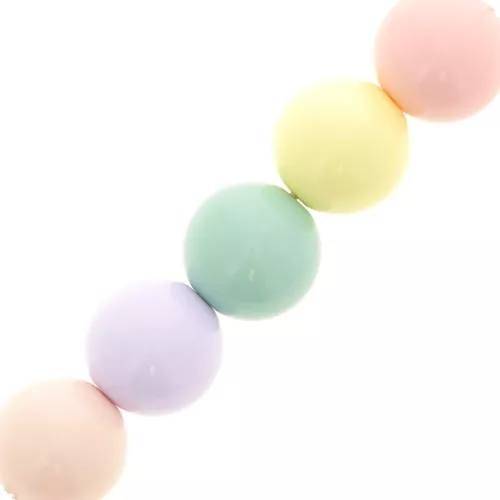 Assortiment de 36 perles rondes 10 mm en résine opaque - Multicolore pastel