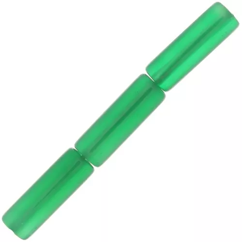 Perles tubes en pierre gemme teintée 15x5 mm - Onyx vert x5