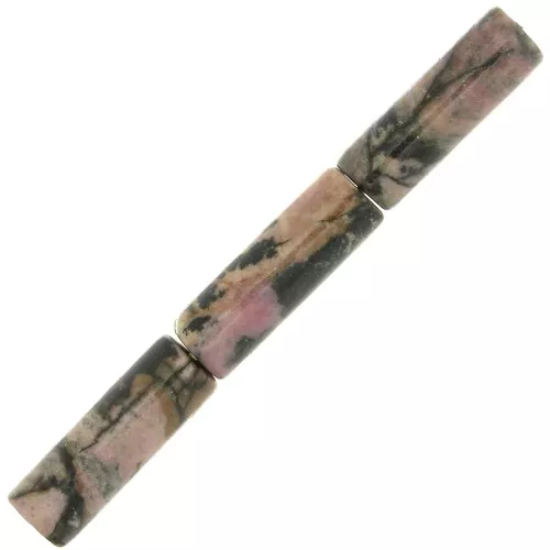 Perles tubes en pierre gemme 15x5 mm - Rhodonite x5