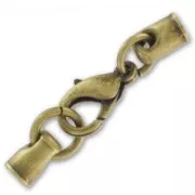 Fermoir mousqueton 12 mm attache cordon 3 mm bronze x1