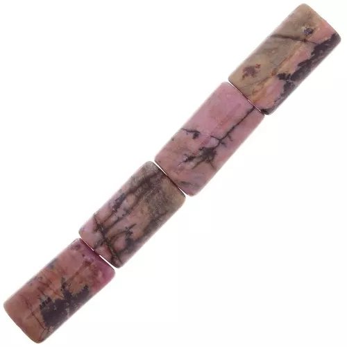 Perles tubes en pierre gemme 10x5 mm - Rhodonite x5
