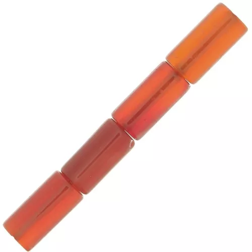 Perles tubes en pierre gemme teintée 10x5 mm - Agate rouge x5