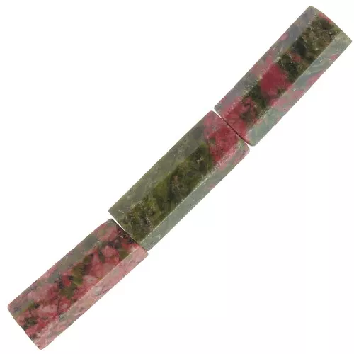Perles tubes facettées en pierre gemme 15x5 mm - Unakite x5
