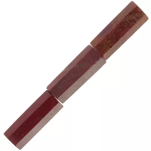 Perles tubes facettées en pierre gemme 15x5 mm - Jaspe rouge x5