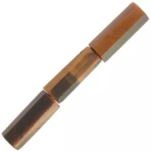 Perles tubes facettées en pierre gemme 15x5 mm - Oeil de tigre x5