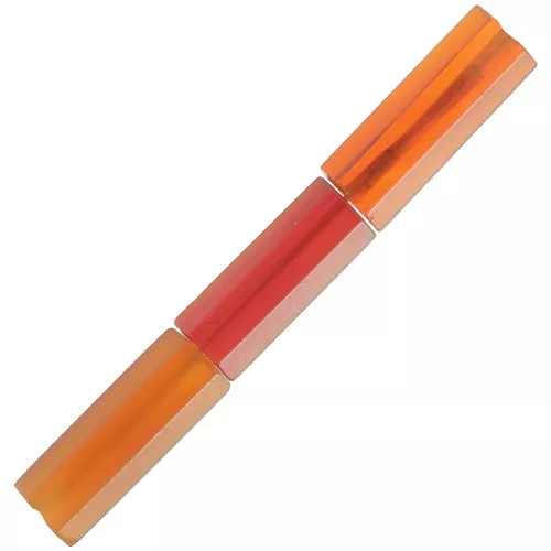 Perles tubes facettées en pierre gemme teintée 15x5 mm - Agate rouge x5
