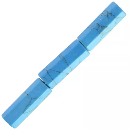 Perles tubes facettées en pierre gemme teintée 15x5 mm - imitation Turquoise x5
