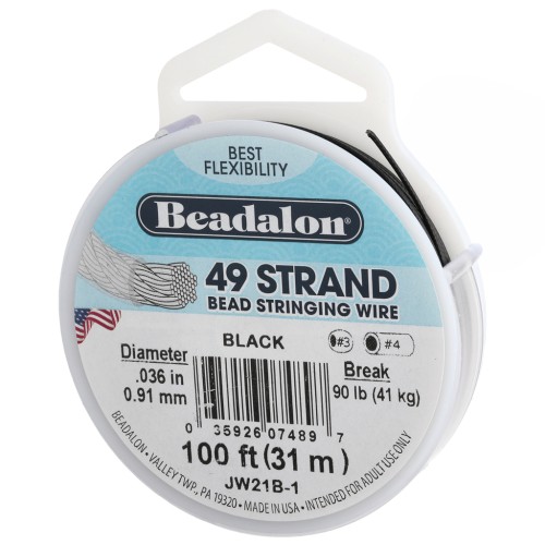 Fil Cablé 49 brins 0.91 mm - Beadalon - Noir x31 m
