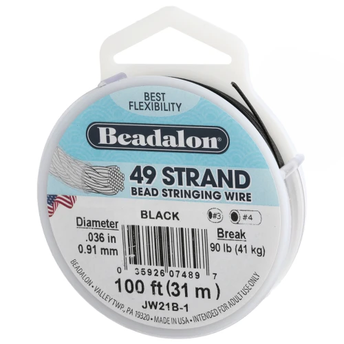 Fil Cablé 49 brins 0.91 mm - Beadalon - Noir x31 m