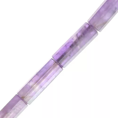 Perles tubes facettées en pierre gemme 15x5 mm - Amethyste x5