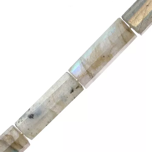 Perles tubes facettées en pierre gemme 15x5 mm - Labradorite x5